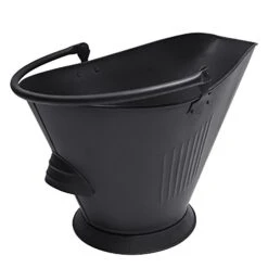 Amagabeli Garden Home Bucket For Fireplace Assembled Pellet Stove Indoor And Outdoor Hot Ashes Carrier Container Black Fireside Fuel Can Sturdy Fire Place Burning Wood Holder Hearth Tools