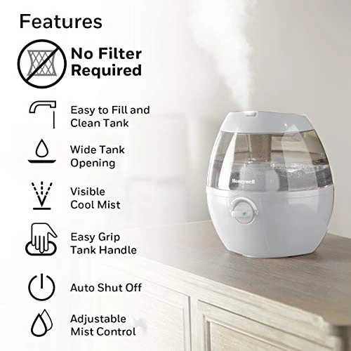 Honeywell HUL520W MistMate Ultrasonic Cool Mist Humidifier, White – Cool Mist Humidifier For Bedroom, Home Or Office 4 Honeywell HUL520W MistMate Ultrasonic Cool Mist Humidifier, White – Cool Mist Humidifier For Bedroom, Home Or Office - Image 4