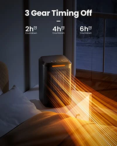 GAIATOP Space Heater, 1000W Fast Heating Quiet Energy Efficient 45°Oscillation Space Heaters For Indoor Use, 2-6H Timing PTC Ceramic Heater, Tip-Over & Overheating Protection Portable Heater For Home 2 GAIATOP Space Heater, 1000W Fast Heating Quiet Energy Efficient 45°Oscillation Space Heaters For Indoor Use, 2-6H Timing PTC Ceramic Heater, Tip-Over & Overheating Protection Portable Heater For Home - Image 2