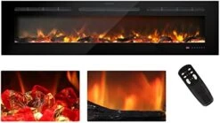 Kentsky 60 Inches Electric Fireplace Inserts, Recessed And Wall Mounted Fireplace Heater, Linear Fireplace W/Thermostat, Remote & Touch Screen, Multicolor Flame, Timer, Logs & Crystal, 750W/1500W -Solo Stoves Shop 41sknSoAUHL. AC