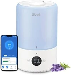 LEVOIT Smart Cool Mist Top Fill Humidifiers For Bedroom With Sensor, Auto Humidity Setting , APP & Voice Control, Essential Oil Diffuser, Ultra Quiet Operation, Super Easy Top Fill, 3L, White -Solo Stoves Shop 41tg0cCLZL. AC