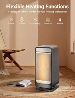 Space Heater, 1500W Fast Heating Ceramic Electric Heater With Thermostat, 5 Modes, 24h Timer, LED Display With Touch Control, Tip-over Protection, Ideal For Bedroom, Living Room & Garage Use -Solo Stoves Shop 41tiM7rtJTL
