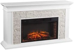 Canyon Heights Faux Stacked Stone Electric Fireplace - White 13 Canyon Heights Faux Stacked Stone Electric Fireplace - White -Solo Stoves Shop 41tt2gVf1pL. AC