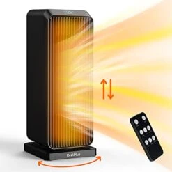 Space Heaters For Indoor Use RealPlus 1500W 4 Modes Electric Portable Heater With Thermostat, Tip-Over And Overheat Protection, Quiet Heating, Remote, Oscillating,1-12H Timer, Touch LED Display