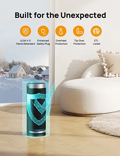 Dreo Space Heaters For Indoor Use, Electric Heater With Remote For Bedroom Large Room, 2022 Upgraded 1500W Fast Heating With Thermostat, Overheating & Tip-Over Protection, 70°Oscillating, Portable 3 Dreo Space Heaters For Indoor Use, Electric Heater With Remote For Bedroom Large Room, 2022 Upgraded 1500W Fast Heating With Thermostat, Overheating & Tip-Over Protection, 70°Oscillating, Portable - Image 3