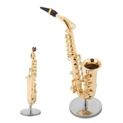 Miniature Trumpet Saxophone Replica, Gold Plated Musical Instrument Model With Case And Stand, Instruments Christmas Music Lovers Gift, Mini Saxophone Modle Home Ornaments -Solo Stoves Shop 41utFlLAQtL