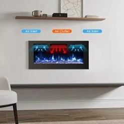 PAOLFOX 36 Inch Electric Fireplace Insert,Wall Mounted,Wall Fireplace Electric With Remote Control,Linear Fireplace,Led Fireplace Recessed,12 Flame Colors -Solo Stoves Shop 41wLNuJaHXL