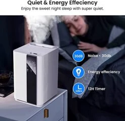Humidifiers For Bedroom Large Room, Cool And Warm Mist（ up To 212℉） Humidifier With 3-fold Purification, 5L Top Fill Quiet 3 Speed Humidifiers With Auto Shut-Off -Solo Stoves Shop 41wb6IRpjyL