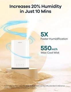 WELOV Air Humidifiers For Bedroom Large Room 5X Faster, 6L BoostMist™ Quiet Ultrasonic Cool Mist Humidifier For Plants/Kids, 90hrs Air Vaporizer With Humidistat, Night Light, Timer, No Leaks