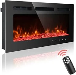 Homajor 36 Inch Electric Fireplace Inserts, Electric Fireplace Wall Mounted, Led Fireplace, Recessed Fireplace, 12 Flame Colors, Remote Control W/Timer -Solo Stoves Shop 41zAYqamInL. AC