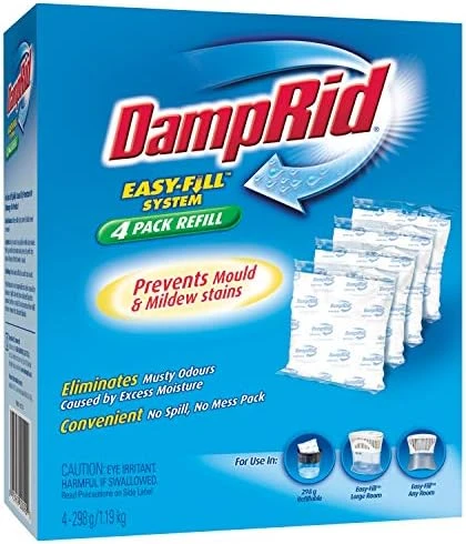 DampRid 10.5 Oz Fragrance Free Absorber Easy Fill Refill Packs-4 Count – Attracts & Traps Moisture For Fresher, Cleaner Air, Blue/White 5 DampRid 10.5 Oz Fragrance Free Absorber Easy Fill Refill Packs-4 Count – Attracts & Traps Moisture For Fresher, Cleaner Air, Blue/White - Image 5