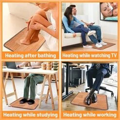 Heated Floor Mat - Foot Warmer Under Desk, Heated Feet Rest For Home Office Desk, Winter 110V Electric Heating Pad With 3 Timers & 10 Adjustable -Solo Stoves Shop 510LLpL7TuL