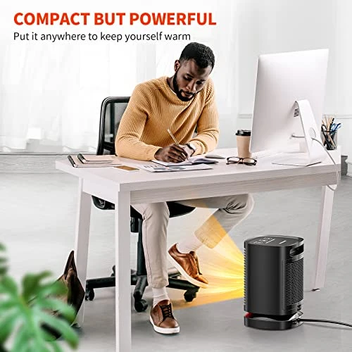 SmartDevil Space Heater, 70° Oscillating Portable Electric Heater, 1500W/800W PTC Ceramic Small Space Heater With 3 Modes, Mini Heater For Office, Desk, Bedroom, Indoor (Black) 5 SmartDevil Space Heater, 70° Oscillating Portable Electric Heater, 1500W/800W PTC Ceramic Small Space Heater With 3 Modes, Mini Heater For Office, Desk, Bedroom, Indoor (Black) - Image 5