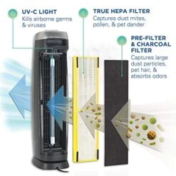 Germ Guardian Air Purifier With HEPA 13 Filter, Removes 99.97% Of Pollutants, Covers Up To 915 Sq. Foot Room In 1 Hr, UV-C Light Helps Reduce Germs, Zero Ozone Verified, 28", 2-Pack, Gray, AC50002PK 9 Germ Guardian Air Purifier With HEPA 13 Filter, Removes 99.97% Of Pollutants, Covers Up To 915 Sq. Foot Room In 1 Hr, UV-C Light Helps Reduce Germs, Zero Ozone Verified, 28", 2-Pack, Gray, AC50002PK -Solo Stoves Shop 510rKB3Ew9L