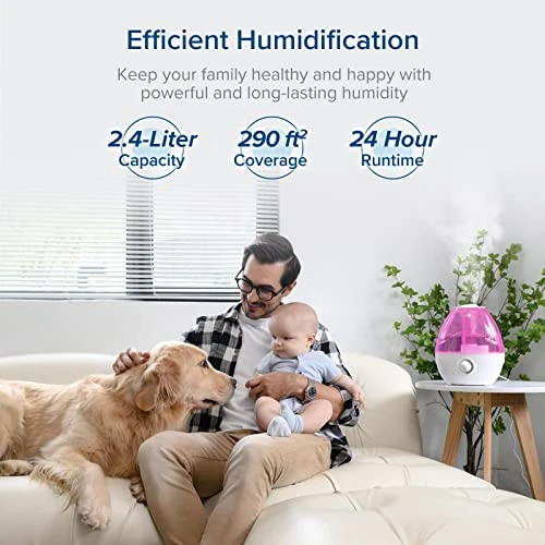 LEVOIT Humidifiers For Bedroom Large Room (2.4L Water Tank), Cool Mist For Home Whole House, Adjustable 360° Rotation Nozzle, Ultrasonic, Auto Shutoff, Night Light, BPA-Free, Pink 2 LEVOIT Humidifiers For Bedroom Large Room (2.4L Water Tank), Cool Mist For Home Whole House, Adjustable 360° Rotation Nozzle, Ultrasonic, Auto Shutoff, Night Light, BPA-Free, Pink - Image 2