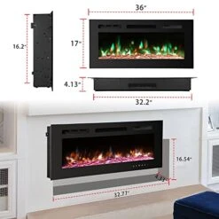 PAOLFOX 36 Inch Electric Fireplace Insert,Wall Mounted,Wall Fireplace Electric With Remote Control,Linear Fireplace,Led Fireplace Recessed,12 Flame Colors -Solo Stoves Shop 511q0VuJeBL