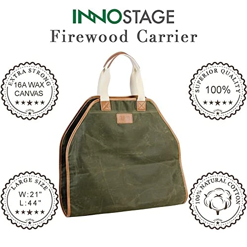 Canvas Log Carrier Bag,Waxed Durable Wood Tote,Fireplace Stove Accessories,Extra Large Firewood Holder With Handles For Camping Best Gifts 2 Canvas Log Carrier Bag,Waxed Durable Wood Tote,Fireplace Stove Accessories,Extra Large Firewood Holder With Handles For Camping Best Gifts - Image 2