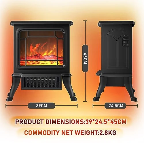 DONYER POWER 23" Electric Stove Portable Heater, 1500W,LED Adjustable Flame Intensity Control, Black, Room Heater,Space Heater 2 DONYER POWER 23" Electric Stove Portable Heater, 1500W,LED Adjustable Flame Intensity Control, Black, Room Heater,Space Heater - Image 2