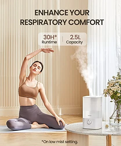 Raydrop® Humidifiers For Bedroom, 2.5L Top Fill Cool Mist Humidifiers For Home, Large Room, Baby, And Plant, Essential Oil Diffuser With Cycling 7 Color Lights, 360° Nozzle, Auto Shut-Off, White 2 Raydrop® Humidifiers For Bedroom, 2.5L Top Fill Cool Mist Humidifiers For Home, Large Room, Baby, And Plant, Essential Oil Diffuser With Cycling 7 Color Lights, 360° Nozzle, Auto Shut-Off, White - Image 2