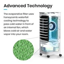 Pro Breeze Evaporative Air Cooler For Room Cooling Fan - 3-in-1 Air Cooler Portable With 6 QTS Tank, 70° Oscillation & 7hr Timer - Portable Swamp Cooler With Remote Control -Solo Stoves Shop 515Kw1CfOkS
