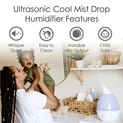 Crane Ultrasonic Humidifiers For Bedroom And Office, 1 Gallon Cool Mist Air Humidifier For Large Room And Home, Humidifier Filters Optional, White -Solo Stoves Shop 515PLR8LfUS