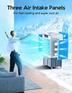 Evaporative Cooler, VAGKRI 2100CFM Air Cooler, 120°Oscillation Swamp Cooler With Remote Control, 24H Timer, 3 Wind Speeds For Outdoor Indoor Use,8 Gallon -Solo Stoves Shop 515PcGIzeyL