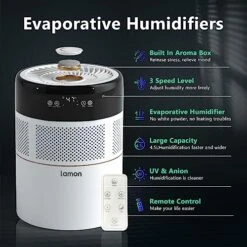 Lamon Humidifiers For Bedroom, 400ml/H Rapid Humidifier And Air Purifier With UV & Filter For Large Room, Cool Evaporative Quiet Sleep Mode, Top Fill Essential Oil Diffuser For Home, Plants(4.5L/1.2G) -Solo Stoves Shop 515TzQyL78L