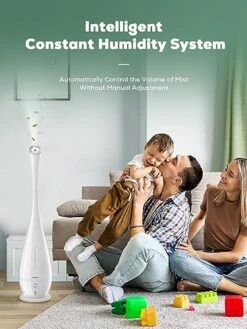 Aiheal Humidifier For Bedroom, 5L Cool Mist Floor Humidifiers For Large Room, Quiet Ultrasonic Humidifier With Smart Humidistat Mode And Essential Oil Diffuser, Baby Humidifiers With Sleep Mode, White -Solo Stoves Shop 515Yj02p8YL