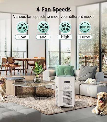 Air Purifiers For Home Large Room Up To 1830 Sqft, Jowset H13 True HEPA Air Purifiers Filter For Bedroom, Air Purifiers For Pets Remove 99.97% Smoke Dust Mold Allergies Pet Hair Odors, 24dB Sleep Mode 4 Air Purifiers For Home Large Room Up To 1830 Sqft, Jowset H13 True HEPA Air Purifiers Filter For Bedroom, Air Purifiers For Pets Remove 99.97% Smoke Dust Mold Allergies Pet Hair Odors, 24dB Sleep Mode - Image 4