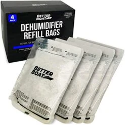 4 Pack Moisture Absorbers Dehumidifier Refill Bag To Get Rid Of Odors & Damp Air | Pellet Packs For Use In Refillable Bucket For Basement Closet Home RV And Boating Refills Unscented Fragrance Free