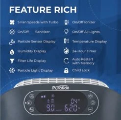 Purafide XP360 Air Purifier + Gray Panel, Veteran Owned Brand, 2-Year Medical Grade H13 HEPA Air Purifier, 6-stage Air Filtration Captures Pet Dander, Smoke, Odor, & Dust, White, Attachable Gray Panel -Solo Stoves Shop 517HvRU33xL