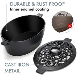 INNO STAGE Wood Stove Steamer, Cast Iron Humidifier For Stove, Home Indoor Decorative, Matte Black Finish, Rust Resistant, Lattice Top, 2.5 Quart Capacity, Patented -Solo Stoves Shop 517MgtOohLL