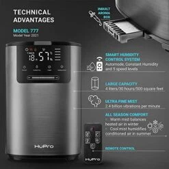 Top Fill Cool Mist & Warm Mist Humidifier For Large Room Home Bedroom Living Room 4L Big Capacity, Air Ultrasonic Humidifiers With Essential Oil Diffuser, Sleep Mode, Quiet For Baby