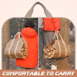 TwentyNext Firewood Log Carrier, Firewood Waxed Canvas Tote Bag With Handles, Heavy Duty Firewood Holder Fireplace Wood Stove Accessories For Camping,BBQ Indoor & Outdoor -Solo Stoves Shop 517fyB9ZrIL