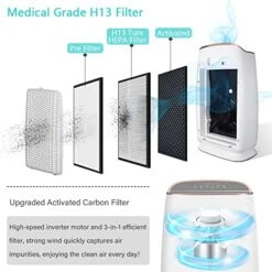 HIMOX Air Purifiers For Home Large Room Covers 1200 Ft² H13 Ture HEPA Filter For Allergies Pets Bedroom With PM 1.0 Digital Display, Remove 99.97% Of Pollen Mold Smoke Dust Odor To 0.1micron 20db, H04 10 HIMOX Air Purifiers For Home Large Room Covers 1200 Ft² H13 Ture HEPA Filter For Allergies Pets Bedroom With PM 1.0 Digital Display, Remove 99.97% Of Pollen Mold Smoke Dust Odor To 0.1micron 20db, H04 -Solo Stoves Shop 517poTsnlaL