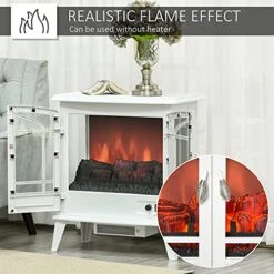 HOMCOM Electric Fireplace Heater, Freestanding Fireplace Stove With Realistic LED Log Flames And Overheating Safety Protection, 1400W, White 13 HOMCOM Electric Fireplace Heater, Freestanding Fireplace Stove With Realistic LED Log Flames And Overheating Safety Protection, 1400W, White -Solo Stoves Shop 518bkRxGdhL