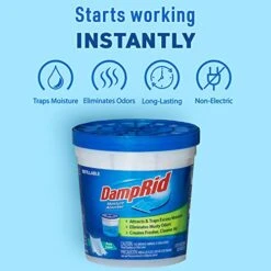 DampRid Pure Linen Refillable Absorber-10.5oz Traps Moisture For Fresher, Cleaner Air, 10.5oz Cups - 4 Pack, Blue, 4 Count -Solo Stoves Shop 519NBh1zOML