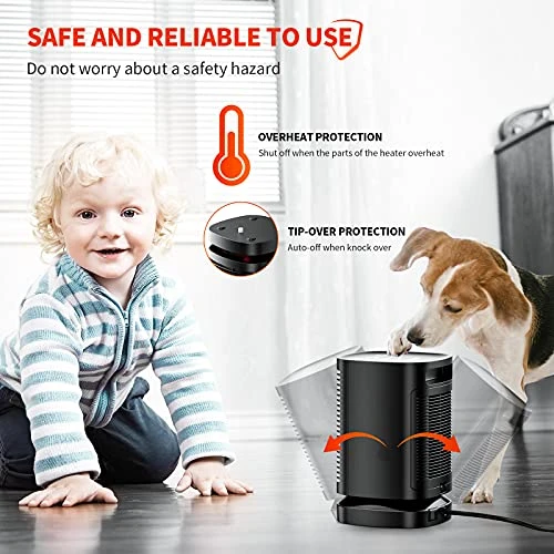 SmartDevil Space Heater, 70° Oscillating Portable Electric Heater, 1500W/800W PTC Ceramic Small Space Heater With 3 Modes, Mini Heater For Office, Desk, Bedroom, Indoor (Black) 4 SmartDevil Space Heater, 70° Oscillating Portable Electric Heater, 1500W/800W PTC Ceramic Small Space Heater With 3 Modes, Mini Heater For Office, Desk, Bedroom, Indoor (Black) - Image 4