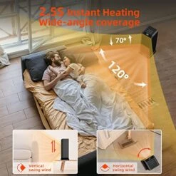 Space Heaters For Indoor Use RealPlus 1500W 4 Modes Electric Portable Heater With Thermostat, Tip-Over And Overheat Protection, Quiet Heating, Remote, Oscillating,1-12H Timer, Touch LED Display -Solo Stoves Shop 51CluHeaL3L