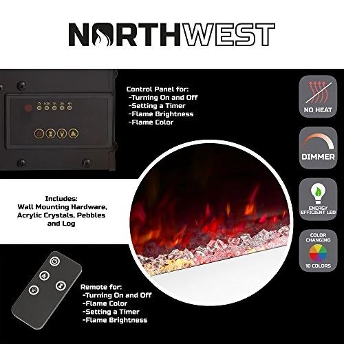 Northwest Electric Fireplace With Remote, 50", White 5 Northwest Electric Fireplace With Remote, 50", White - Image 5