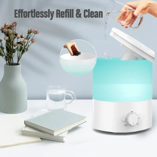 Megawise Cool Mist Humidifier With Top Refill Design, 2L Capacity, High Mist Output, No Leakage, And 7 Color Night Light -Solo Stoves Shop 51DGbWA5pPL