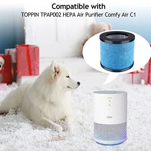 KEEPOW TPAP002 Hepa Filter Replacement Compatible With TOPPIN TPAP002 HEPA Air Purifier Comfy Air C1, Part # TPFF002 (2 Pack) 2 KEEPOW TPAP002 Hepa Filter Replacement Compatible With TOPPIN TPAP002 HEPA Air Purifier Comfy Air C1, Part # TPFF002 (2 Pack) - Image 2