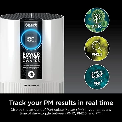 Shark HP102PET Clean Sense Air Purifier For Home, Allergies, Pet Hair, HEPA Filter, 500 Sq Ft, Small Room, Bedroom, Captures 99.98% Of Particles, Pet Dander, Fur, Allergens & Odor, Portable, White 5 Shark HP102PET Clean Sense Air Purifier For Home, Allergies, Pet Hair, HEPA Filter, 500 Sq Ft, Small Room, Bedroom, Captures 99.98% Of Particles, Pet Dander, Fur, Allergens & Odor, Portable, White - Image 5