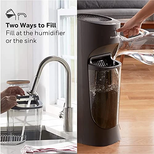 Honeywell Top Fill Tower Humidifier, Digital Humidistat, Black – Cool Mist Humidifier For Bedroom, Home Or Office With Space Saving Tower Design 2 Honeywell Top Fill Tower Humidifier, Digital Humidistat, Black – Cool Mist Humidifier For Bedroom, Home Or Office With Space Saving Tower Design - Image 2