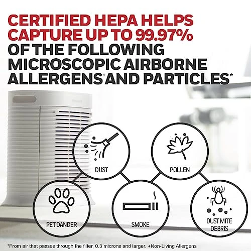 Honeywell HPA204 HEPA Air Purifier For Large Rooms - Microscopic Airborne Allergen+ Reducer, Cleans Up To 1500 Sq Ft In 1 Hour - Wildfire/Smoke, Pollen, Pet Dander, And Dust Air Purifier – White 3 Honeywell HPA204 HEPA Air Purifier For Large Rooms - Microscopic Airborne Allergen+ Reducer, Cleans Up To 1500 Sq Ft In 1 Hour - Wildfire/Smoke, Pollen, Pet Dander, And Dust Air Purifier – White - Image 3