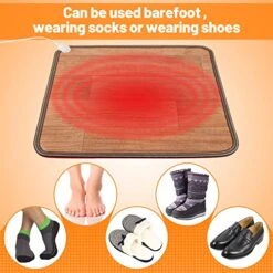 Heated Floor Mat - Foot Warmer Under Desk, Heated Feet Rest For Home Office Desk, Winter 110V Electric Heating Pad With 3 Timers & 10 Adjustable