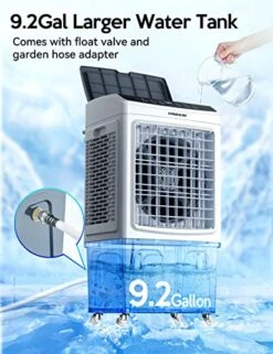 VAGKRI Evaporative Air Cooler, 2200CFM Swamp Cooler, 120°Oscillation Air Cooler With Remote Control, 24H Timer, 3 Modes & Wind Speeds For Outdoor Indoor Use, 9.2Gallon 9 VAGKRI Evaporative Air Cooler, 2200CFM Swamp Cooler, 120°Oscillation Air Cooler With Remote Control, 24H Timer, 3 Modes & Wind Speeds For Outdoor Indoor Use, 9.2Gallon -Solo Stoves Shop 51GBz4wt3VL