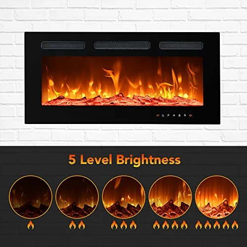 E EUHOMY 50-inch Electric Fireplace, Recessed And Wall Mounted Fireplace Heater, Adjustable Brightness, Multiple Colors, Dual Control Remote And Touch Screen, Indoor Heater With Timer, 750W/1500W 4 E EUHOMY 50-inch Electric Fireplace, Recessed And Wall Mounted Fireplace Heater, Adjustable Brightness, Multiple Colors, Dual Control Remote And Touch Screen, Indoor Heater With Timer, 750W/1500W - Image 4