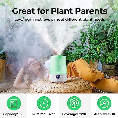Homvana Small Humidifiers For Baby Bedroom Home, Cool Mist Top-Fill 3L 32H, Quiet 23dB (SilentSpray Tech), Kids Humidifier, Essential Oil Diffuser For Office, Plants, Nursery, BPA FREE, 7 Colors Light 4 Homvana Small Humidifiers For Baby Bedroom Home, Cool Mist Top-Fill 3L 32H, Quiet 23dB (SilentSpray Tech), Kids Humidifier, Essential Oil Diffuser For Office, Plants, Nursery, BPA FREE, 7 Colors Light - Image 4