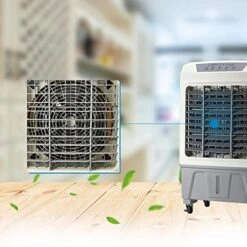 LLYB Cooling Fan Portable Evaporative Cooler Fan & Humidifier Rooms Up To 645.8Sq.Ft,Swamp Cooler With 3 Speeds Perfect For Patio BBQ Area, Garage, Warehouse, Supermarket, Oscillation Function -Solo Stoves Shop 51HX7eW38XL